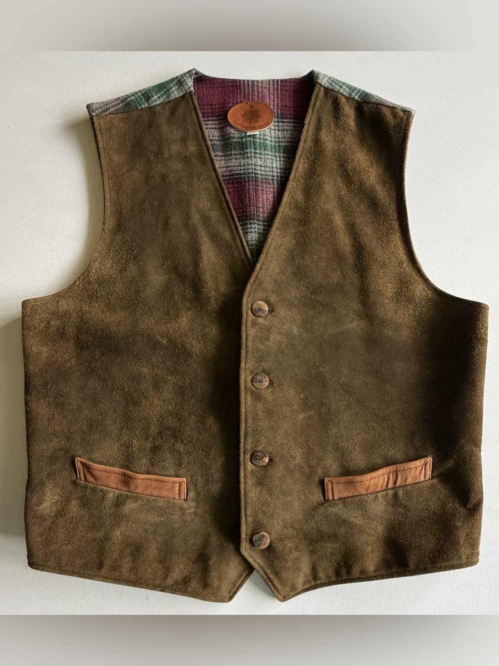 The Territory Ahead Vintage Leather Vest Men Large Button Western